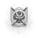 A BJJ fighter grappling with minatour tattoo design idea