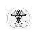 A BJJ fighter grappling with minatour tattoo design idea