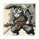 Life-size samurai cat with two swords tattoo design idea