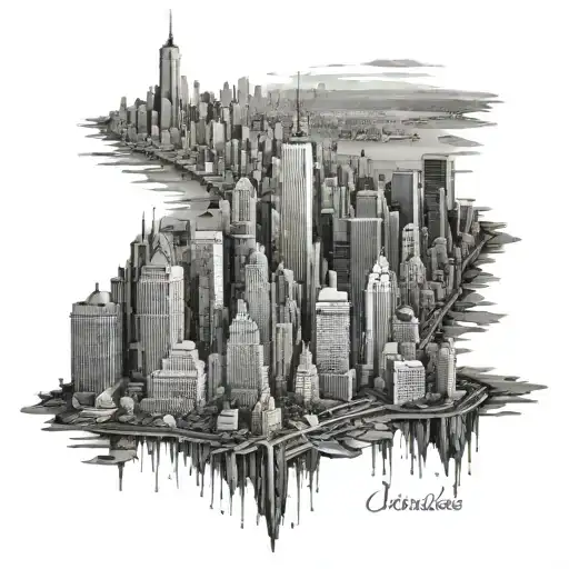 New York City skyline silhouette tattoo design idea