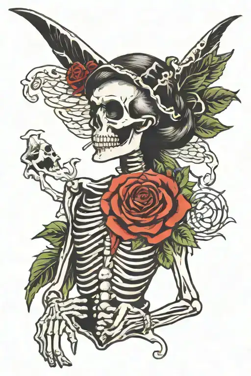 sexy skeleton tattoo design idea