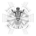 icarus falling black and white tattoo design idea