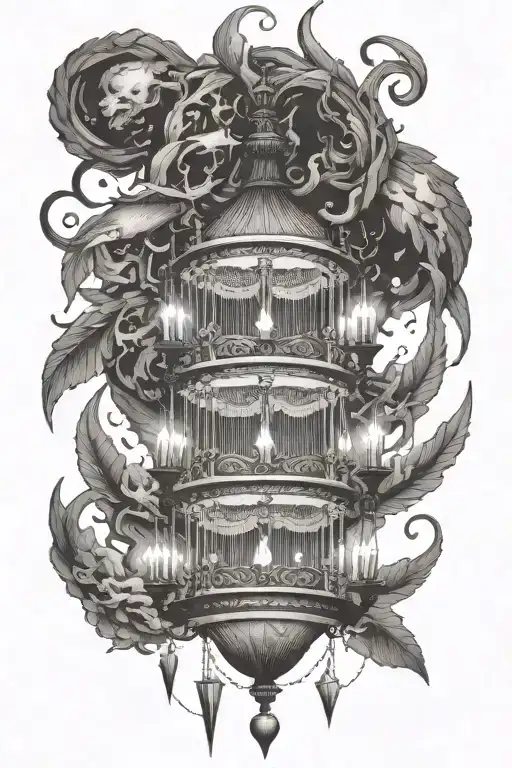 A chandelier made of intertwining lightning bolts, symbolizing the beauty and power of nature tattoo design idea