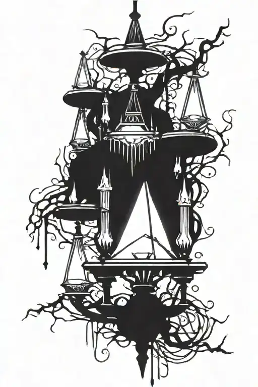 A chandelier made of lightning bolts tattoo design idea