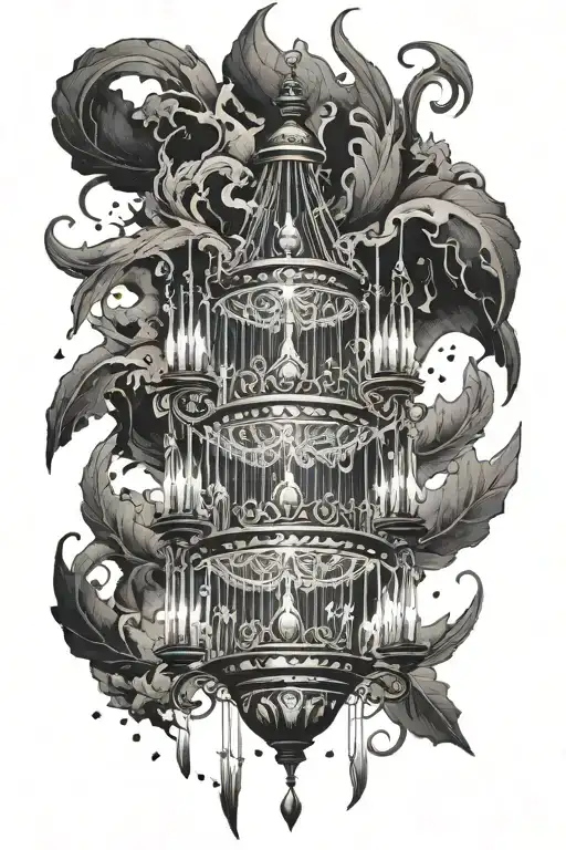 A chandelier made of intertwining lightning bolts, symbolizing the beauty and power of nature tattoo design idea