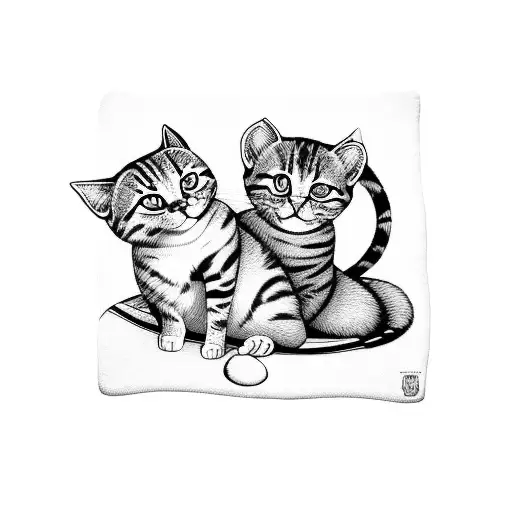 two cats laying on a blanket tattoo design idea