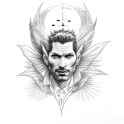 Lucifer"s eyes falling from heaven tattoo design idea