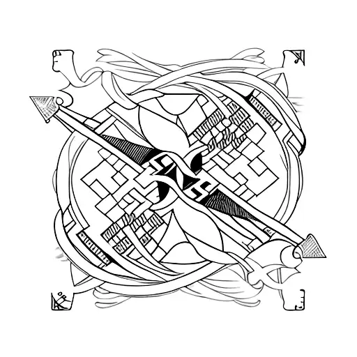 A minimalist tattoo of a barber's scissors intertwined with playing cards from Magic the Gathering tattoo design idea