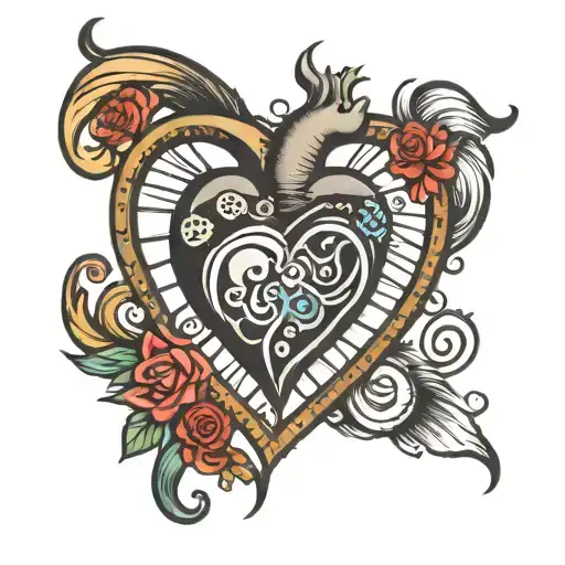 lifeline heart shape tattoo design idea