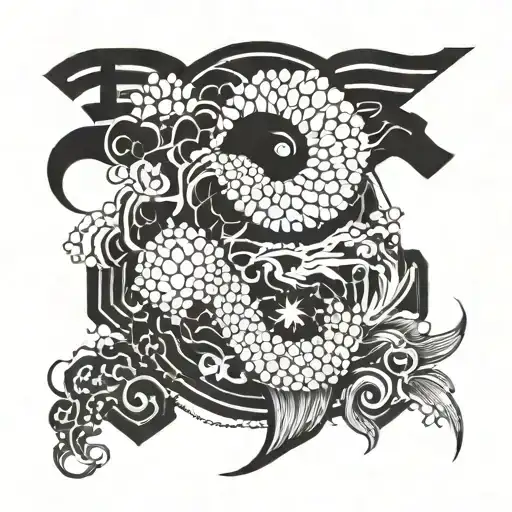 Japanese-inspired design featuring traditional artwork and calligraphy tattoo design idea