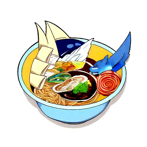 veemon with ramen tattoo design idea