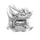 veemon with ramen tattoo design idea