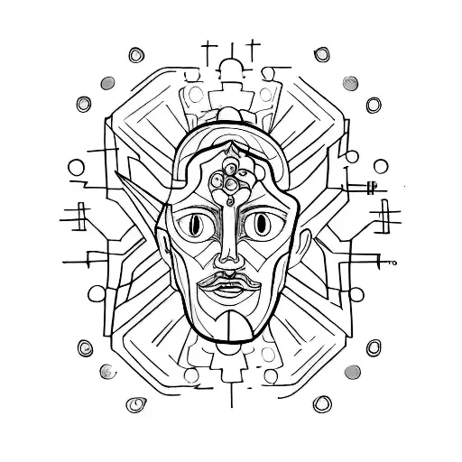 2 faces mirror tattoo design idea