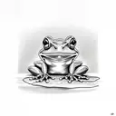 Cute Frog on a lilly pad with bright green eyes tattoo design idea