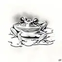 Cute Frog on a lilly pad with bright green eyes tattoo design idea