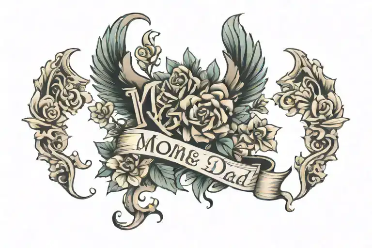 Mom and dad birthday date tattoo design idea