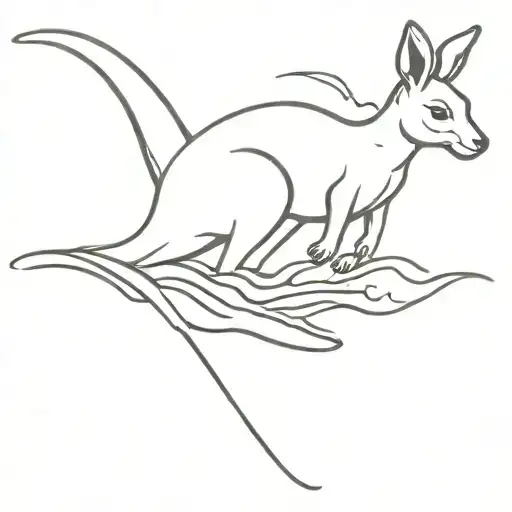 kangaroo surfing wave tattoo design idea