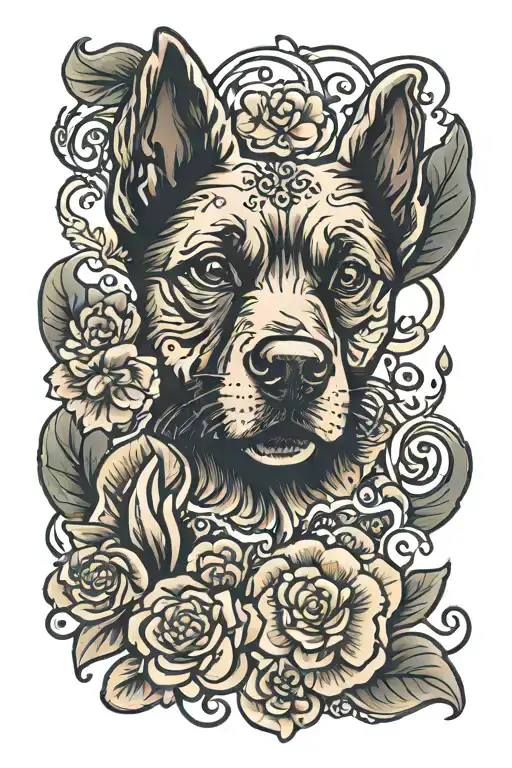 dog Paw print surrounded tattoo design idea