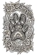 dog Paw print surrounded tattoo design idea