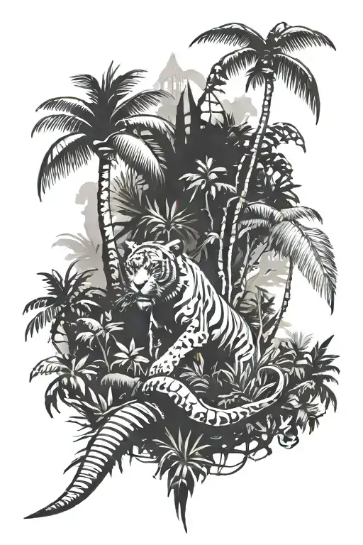 Create a jungle-inspired tattoo featuring elements from Far Cry 3 tattoo design idea