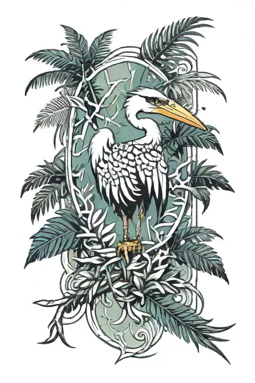 jungle on the background of a translucent heron ornament from the game, Far Cry 3 tattoo tattoo design idea