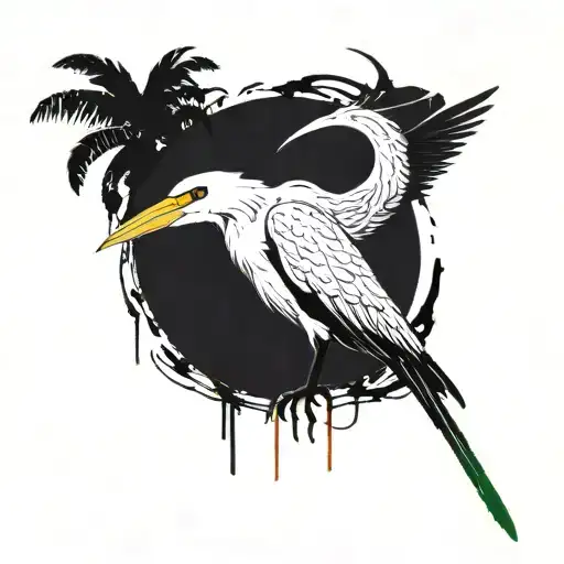 Incorporate elements of a long tattoo, a heron, and an antique knife into a jungle-themed tattoo inspired by Far Cry 3 tattoo design idea