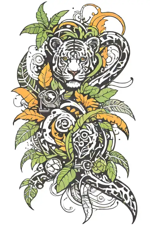 Create a jungle-inspired tattoo featuring elements from Far Cry 3 tattoo design idea
