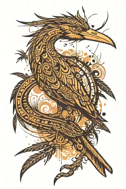 symbols of the game Far cry 3 against the background of a translucent heron from the game Far Cry 3 tattoo design idea