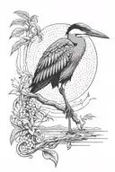Combine elements of Far Cry 3 with a heron in a dotwork style tattoo tattoo design idea