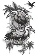 symbols of the game Far cry 3 on the background of a heron from the game Far Cry 3 tattoo design idea