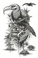 symbols of the game Far cry 3 on the background of a heron from the game Far Cry 3 tattoo design idea