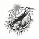 Incorporate elements of a long tattoo, a heron, and an antique knife into a jungle-themed tattoo inspired by Far Cry 3 tattoo design idea