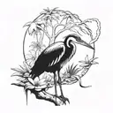 Incorporate elements of a long tattoo, a heron, and an antique knife into a jungle-themed tattoo inspired by Far Cry 3 tattoo design idea