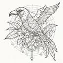 Tattoo design combining elements from Far Cry 3 and the concept of balance represented by the bird Цапля tattoo design idea