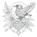 Tattoo design combining elements from Far Cry 3 and the concept of balance represented by the bird Цапля tattoo design idea