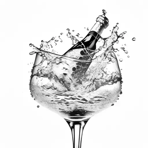 wine glass with wine splashing  tattoo design idea