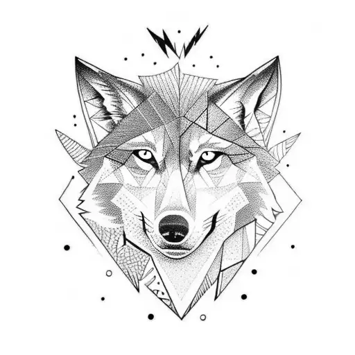 A graffiti-inspired design featuring a wolf silhouette and LIGHTNING  tattoo design idea