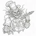 hatchet man weed clown tattoo design idea