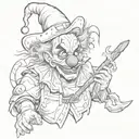 hatchet man weed clown tattoo design idea