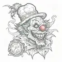 hatchet man weed clown tattoo design idea