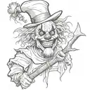 hatchet man weed clown tattoo design idea
