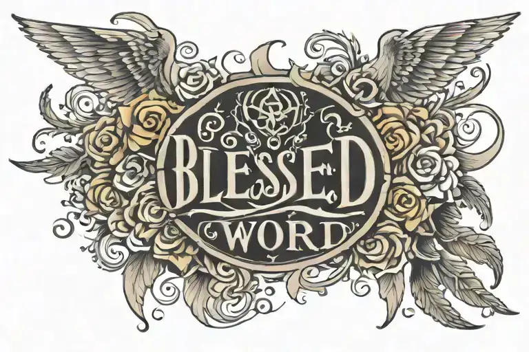 Blessed word tattoo design idea