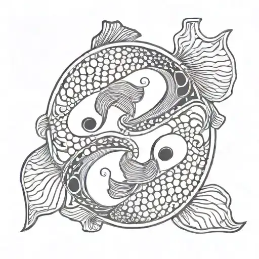Pisces, Two fish, Yin Yang, triangle outline intertwined tattoo design idea