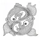Pisces, Two fish, Yin Yang, triangle outline intertwined tattoo design idea