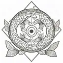 Pisces, Two fish, Yin Yang, triangle outline intertwined tattoo design idea