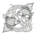 Pisces, Two fish, Yin Yang, triangle outline intertwined tattoo design idea