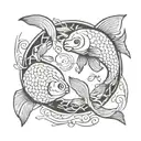 Pisces, Two fish, Yin Yang, triangle outline intertwined tattoo design idea