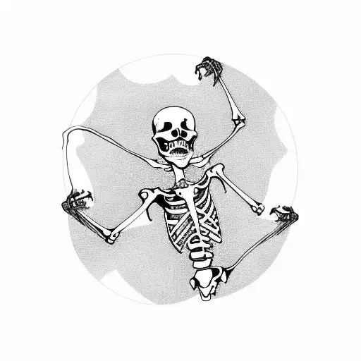 skeleton dancing tattoo design idea
