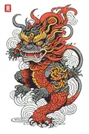 Okinawa Shisa Okinawa in Sumi tattoo design idea