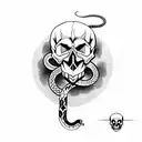 Skull with Snake and Dark Mark, evil eyes tattoo design idea